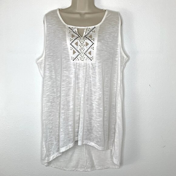Y2k Baddie Burnout TANK TOP Dot Studs Shark Bite FRENCH LAUNDRY Tee Shirt 2X Vtg - Picture 1 of 6